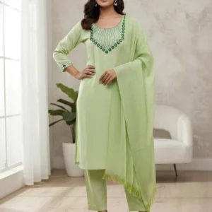 MUSA ATTIRE Women Cotton Blend Kurta Pant Dupatta Set