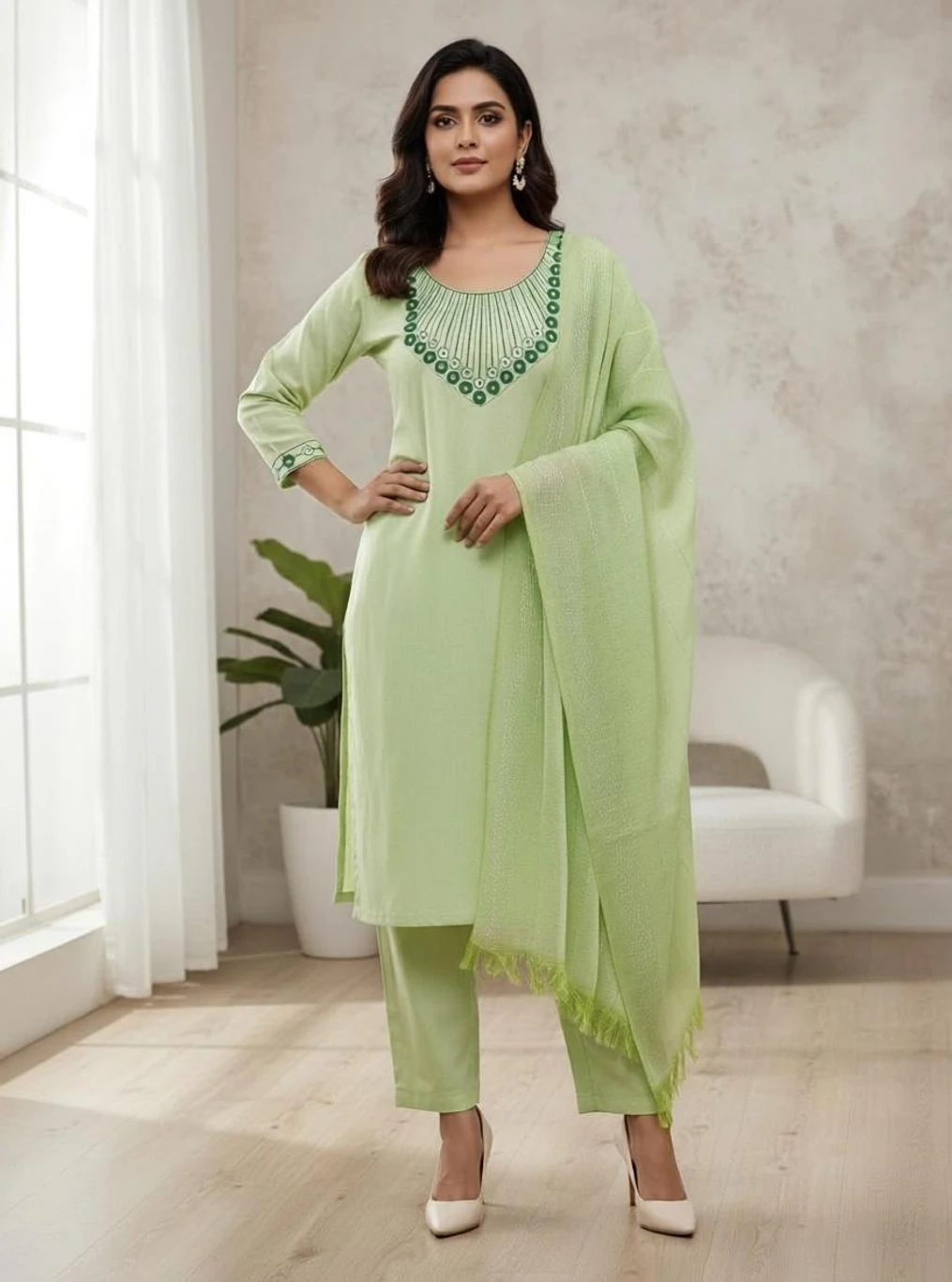 MUSA ATTIRE Women Cotton Blend Kurta Pant Dupatta Set