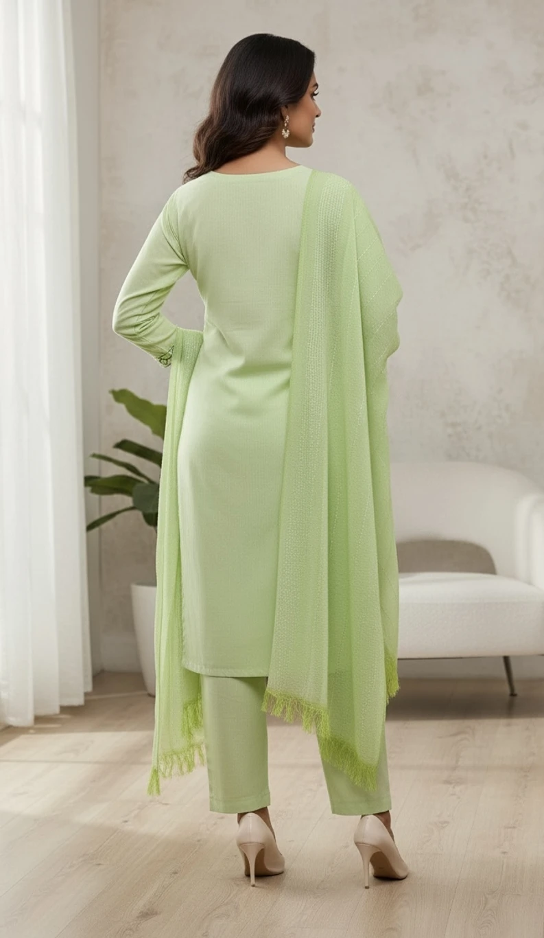 MUSA ATTIRE Women Cotton Blend Kurta Pant Dupatta Set
