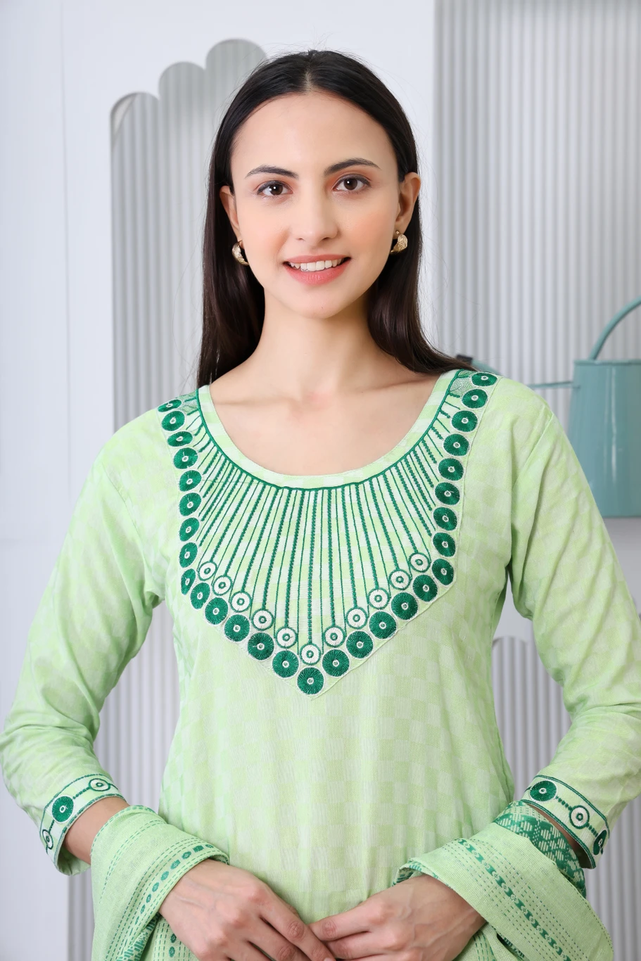 MUSA ATTIRE Women Cotton Blend Kurta Pant Dupatta Set