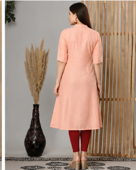 Embroidered Pure Cotton A-line Kurta for Women