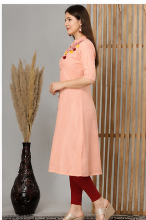 Embroidered Pure Cotton A-line Kurta for Women
