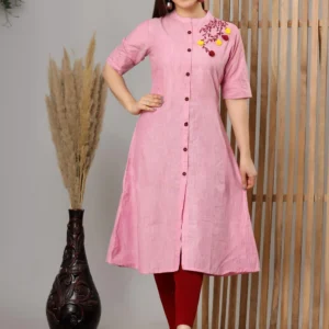 Embroidered Pure Cotton A-line Kurta for Women